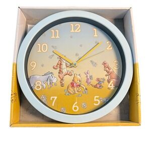 Disney Winnie the Pooh 95 Years Anniversary Wall Clock Blue Yellow Nursery Kid